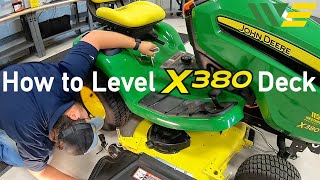 How to Level John Deere X380 Deck  Most Overlooked Mower Maintenance Point [upl. by Yerot271]