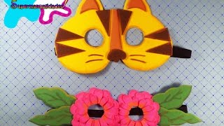 Antifaz de fomi Gatito y flores ∞SUPERMANUALIDADES∞ [upl. by Aisital]