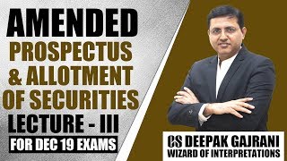 CS Executive amp CA Inter  Prospectus amp Allotment of securities  Part 3 [upl. by Izy410]