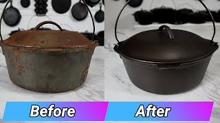 Cast Iron Dutch Oven Restoration [upl. by Dorran]