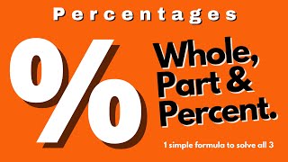 Percentage Problems Finding the Whole Part amp Percent [upl. by Youlton]