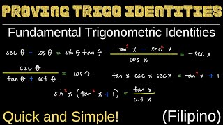 Proving Trigonometric Identities  Fundamental Trigonometric Identities  Formulas  Part 2 [upl. by Armilla]