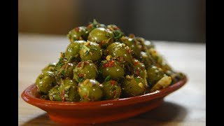 Spicy Green Olives  Cooksmart  Sanjeev Kapoor Khazana [upl. by Airres]