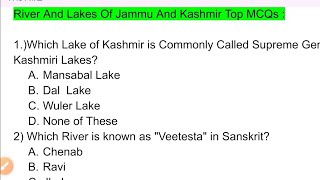 River And Lakes Of Jammu And Kashmir  PYQs  MCQs  All Competitive Exams  JKP Constable  Patwari [upl. by Reinold]