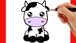 HOW TO DRAW A COW KAWAII EASY [upl. by Llenahc]