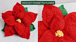 Crochet Poinsettia Flower  Christmas Crochet [upl. by Gustafsson]