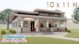 HOUSE DESIGN IDEA  10 X 11 Meters  3 Bedroom Farmhouse [upl. by Marte93]