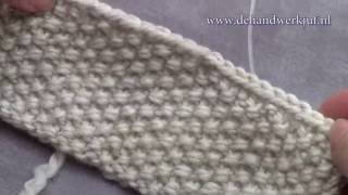 Breien basissteken Gerstekorrel  Knit Seed stitch [upl. by Ynnaf]