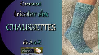 TRICOT Comment tricoter des CHAUSSETTES modèle complet 🐑 [upl. by Sitnik477]