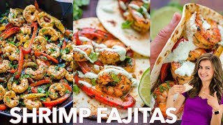 Easy Shrimp Fajitas Recipe  One  Pan  30  Minute Dinner [upl. by Selassie]