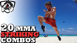 20 Unique MMA Striking Combos Muay Thai Taekwondo Boxing [upl. by Atinoj]