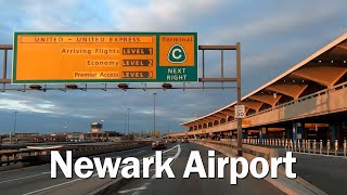 Driving thru Newark Liberty International Airport terminal A B C [upl. by Suiravaj]