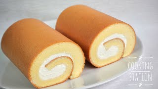 vanilla Swiss Roll Cake  Vanilla Roll Cake Recipe sponge cake rolled [upl. by Jarad]