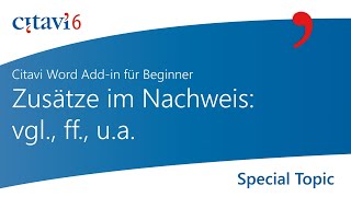 Citavi 6 Word Addin Zusätze im Nachweis 26 [upl. by Yahiya]