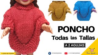 🌈 Tejidos a DOS AGUJAS 👘 PONCHO Paso a Paso con Punto Jersey Todas las Tallas [upl. by Warren]