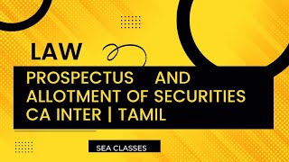 Prospectus and allotment of securities  CA INTER  தமிழ் [upl. by Aved]