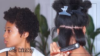 SILK PRESS on 4C twa NATURAL HAIR at home blowoutflat iron J Mayo [upl. by Merci240]