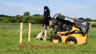 Fastest Skidsteer Fence Post Hammer Driver [upl. by Llerraj857]