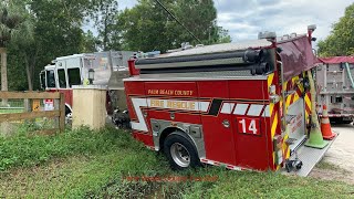 Fire Truck Crashes At House Fire [upl. by Enahpad866]