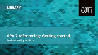 APA 7 referencing Getting started [upl. by Dieball416]