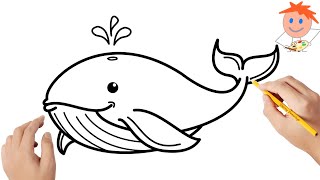 How to draw a whale  Easy drawings [upl. by Nella]