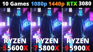 Ryzen 5 5600X vs Ryzen 7 5800X vs Ryzen 9 5900X  Performance Comparison 10 Games 1080p and 1440p [upl. by Nebe]