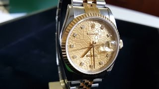 Mens Rolex Datejust Two Tone 16233 FACTORY Anniversary Diamond Champagne Dial [upl. by Nahtaneoj694]