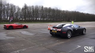 DRAG RACE LaFerrari vs Bugatti Veyron  Vmax Stealth [upl. by Fernanda]